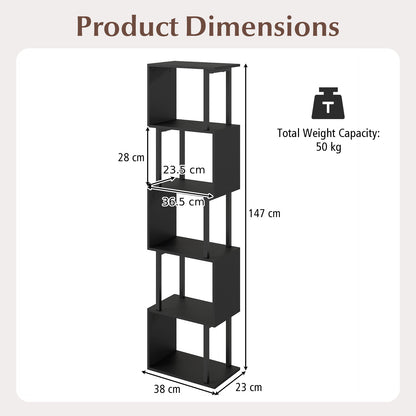 5-Tier Modern Bookshelf with Metal Frame for Home Office-Black
