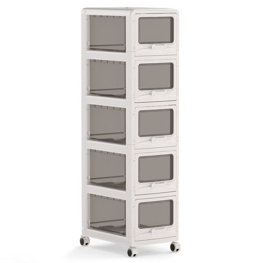 5-Tier Plastic Drawer Storage Organizer Rolling Cart with 5 Drawers