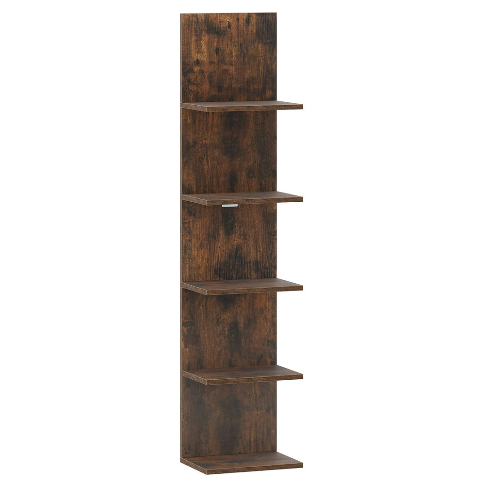 5-Tier Wall Shelves Vertical Floating Storage Shelf Unit-Rustic Brown