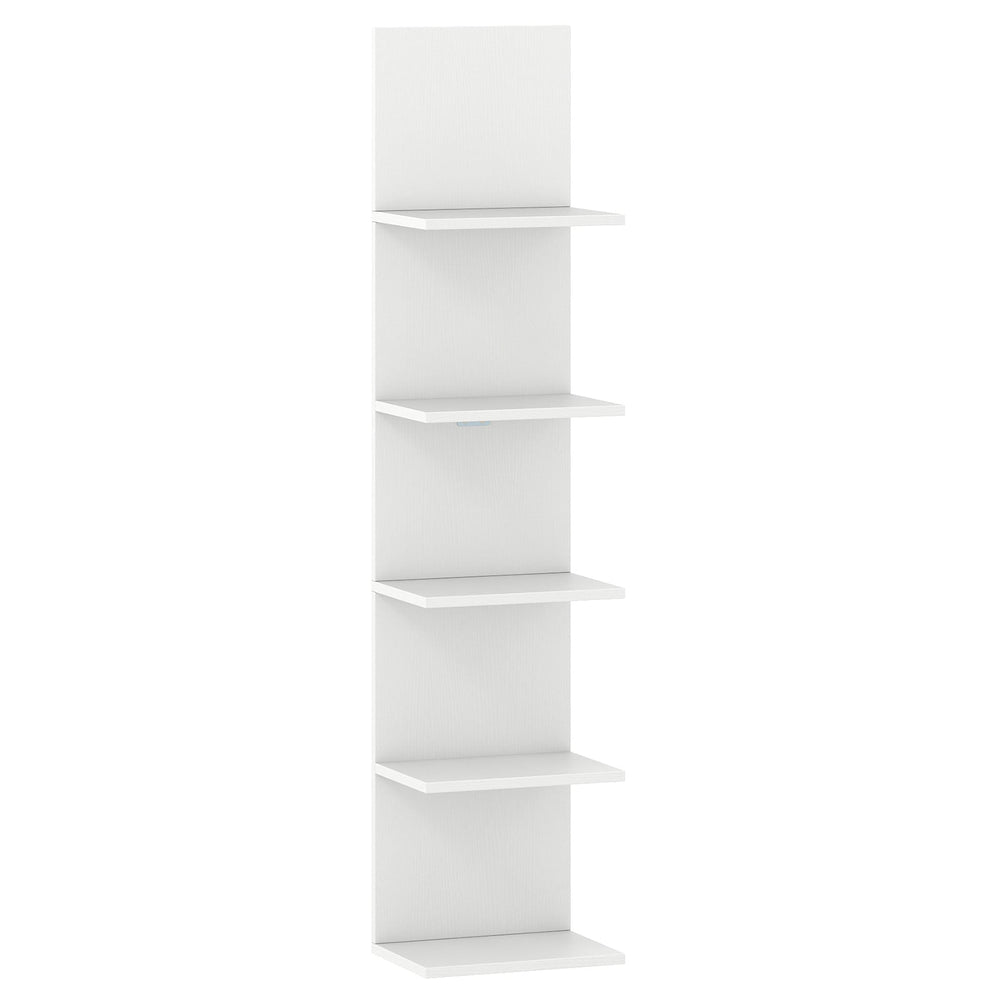 5-Tier Wall Shelves Vertical Floating Storage Shelf Unit-White