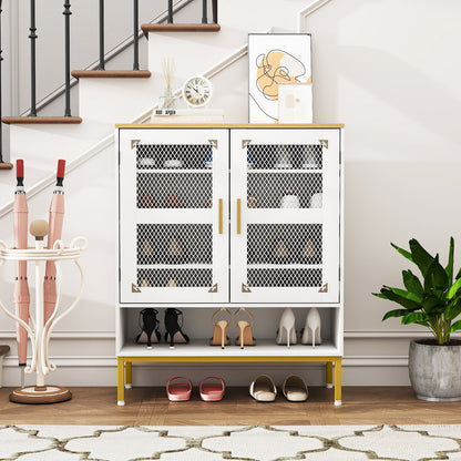 5-Tier Shoe Cabinet with Mesh Doors and Adjustable Shelves-White