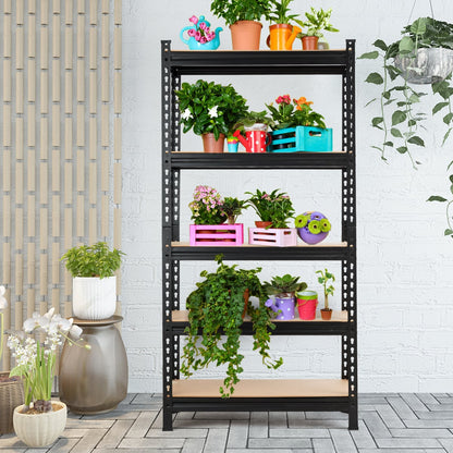 5-Tier Storage Rack with Adjustable Boards-Black