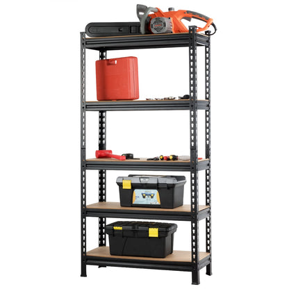 5-Tier Storage Rack with Adjustable Boards-Black