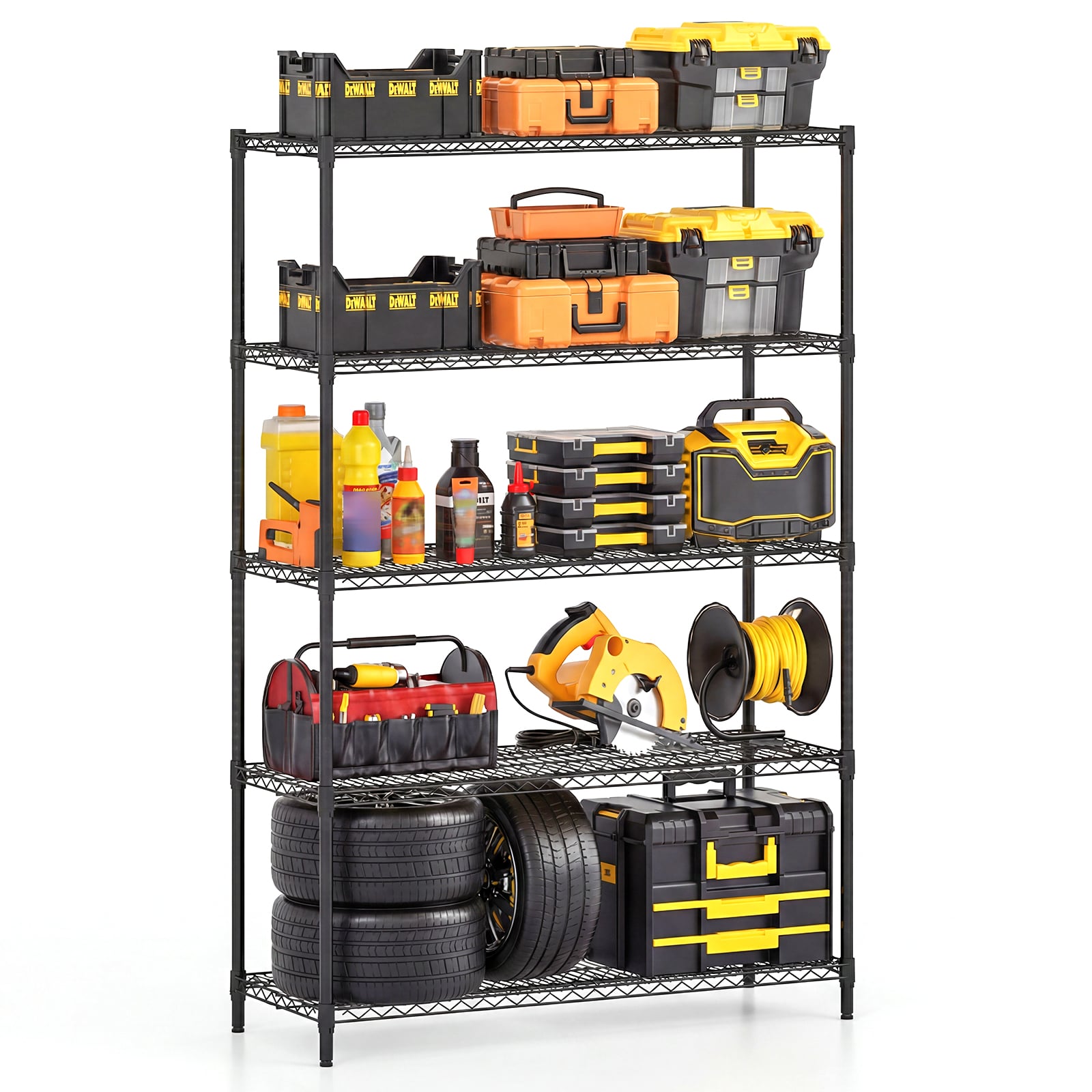 4/5/6-Tier Wire Shelving Unit Adjustable Metal Storage Shelves with V-shaped Shelving Rack-5-Tier