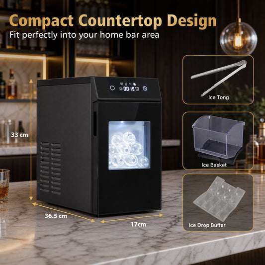 5 cm Ice Ball Maker with Self-Cleaning and 8H Timer for Whiskey Bourbon-Black