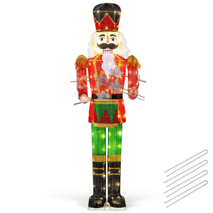 5 ft Lighted Animated Christmas Nutcracker with Playing Hands and 100 Warm White LED Lights