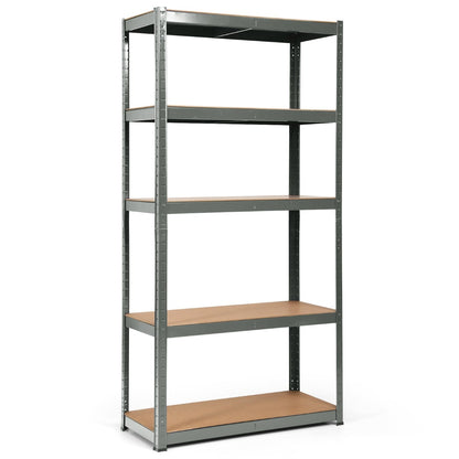 5-Tier Storage Rack with Boltless Shelving and Adjustable Shelves-Grey