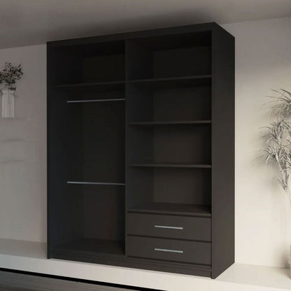 Castle Black Fully Mirrored Sliding Door Wardrobe - 150cm and 200cm