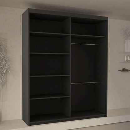 Castle Black Fully Mirrored Sliding Door Wardrobe - 150cm and 200cm