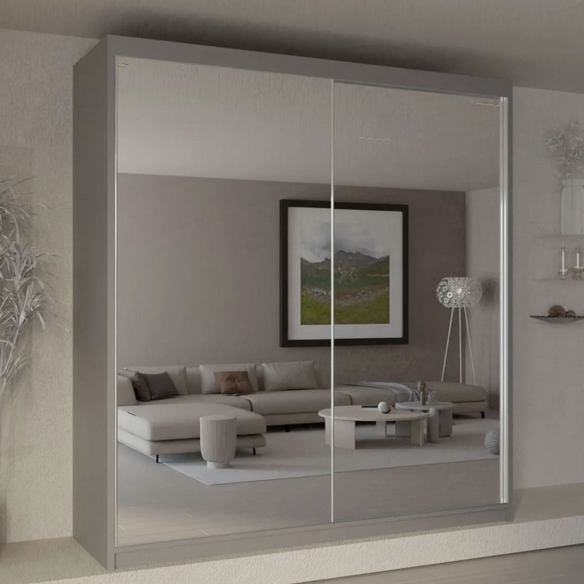 Castle White Fully Mirrored Sliding Door Wardrobe - 150cm and 200cm