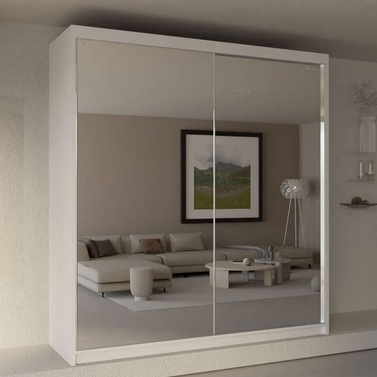 Castle Grey Fully Mirrored Sliding Door Wardrobe - 150cm and 200cm