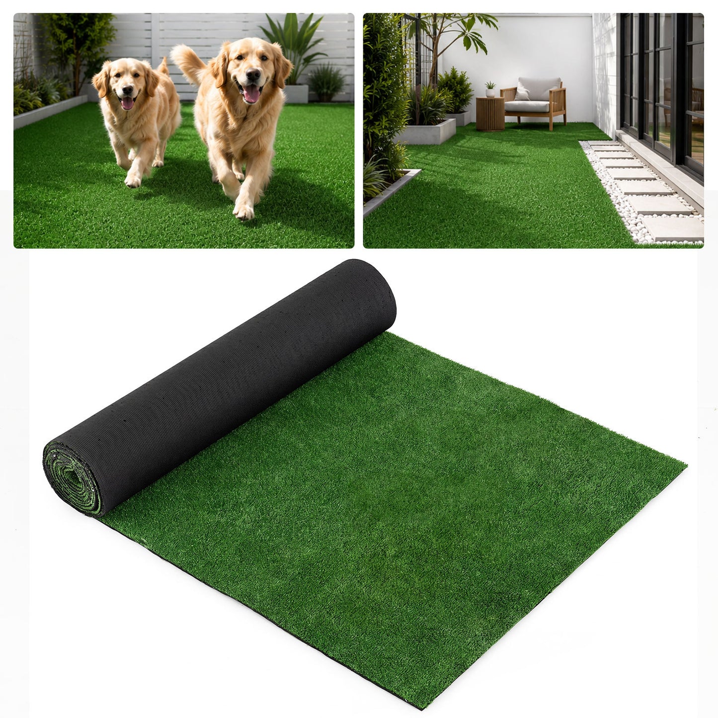 5 x 1 M Artificial Turf Rug with Low 7 mm Pile Height and Drainage Holes