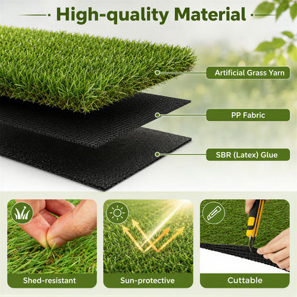 5 x 1M Artificial Grass Rug with 20 mm Pile Height and Drainage Holes