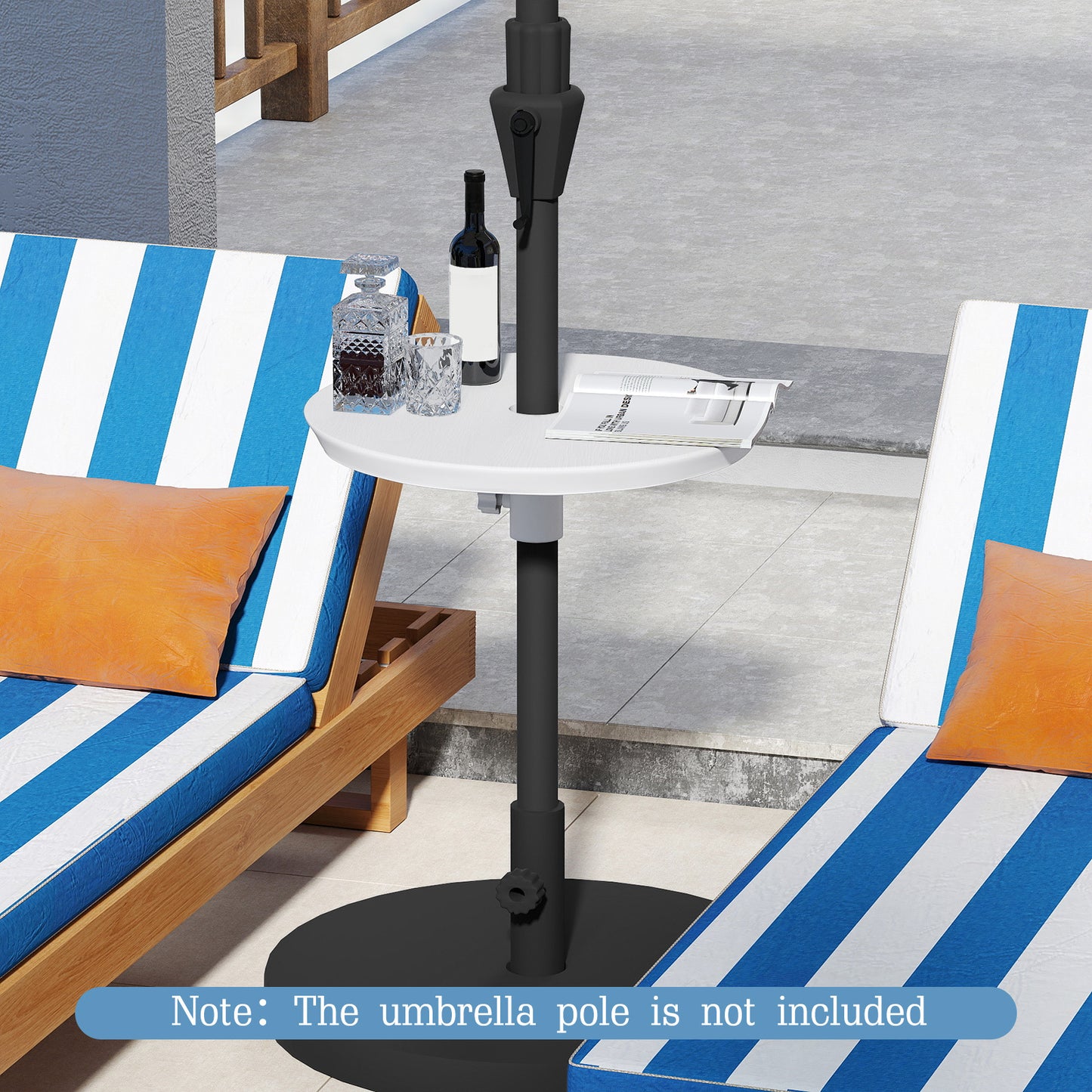 50 CM Outdoor Adjustable Umbrella Table for 38 mm Patio Umbrella Pole-White