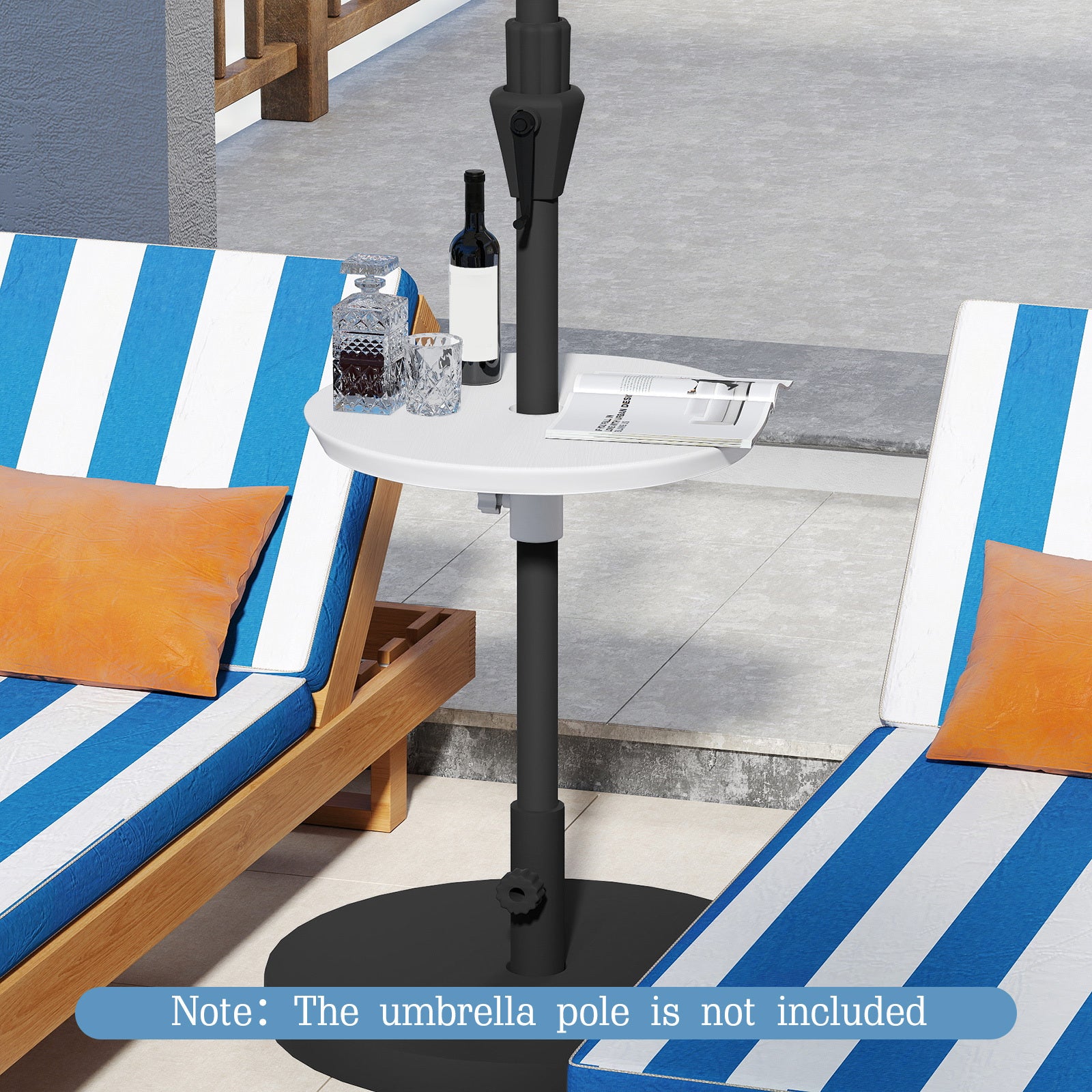 50 CM Outdoor Adjustable Umbrella Table for 38 mm Patio Umbrella Pole-White