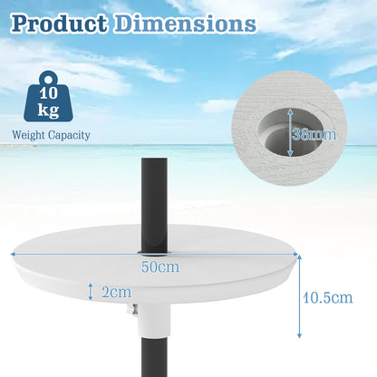 50 CM Outdoor Adjustable Umbrella Table for 38 mm Patio Umbrella Pole-White