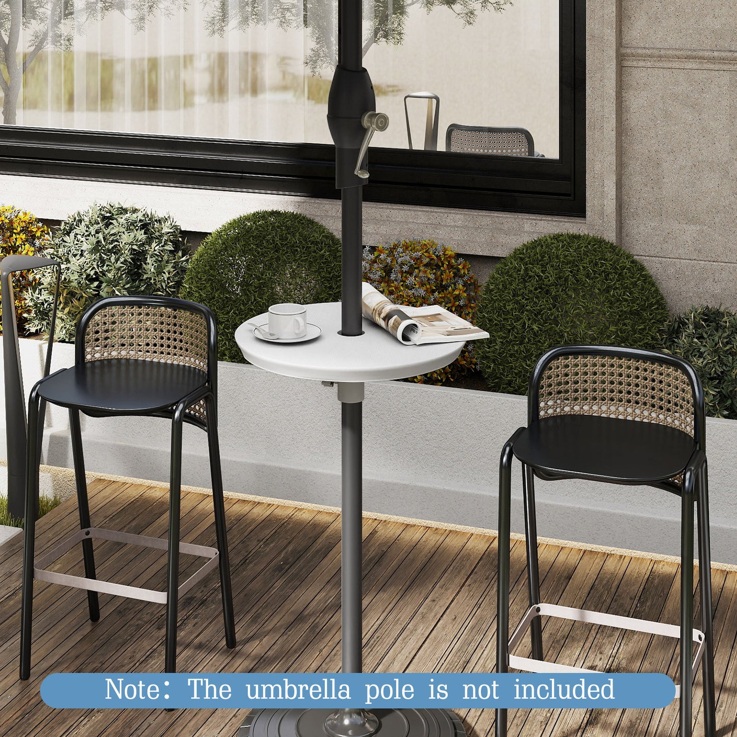 50 CM Outdoor Adjustable Umbrella Table for 38 mm Patio Umbrella Pole-White