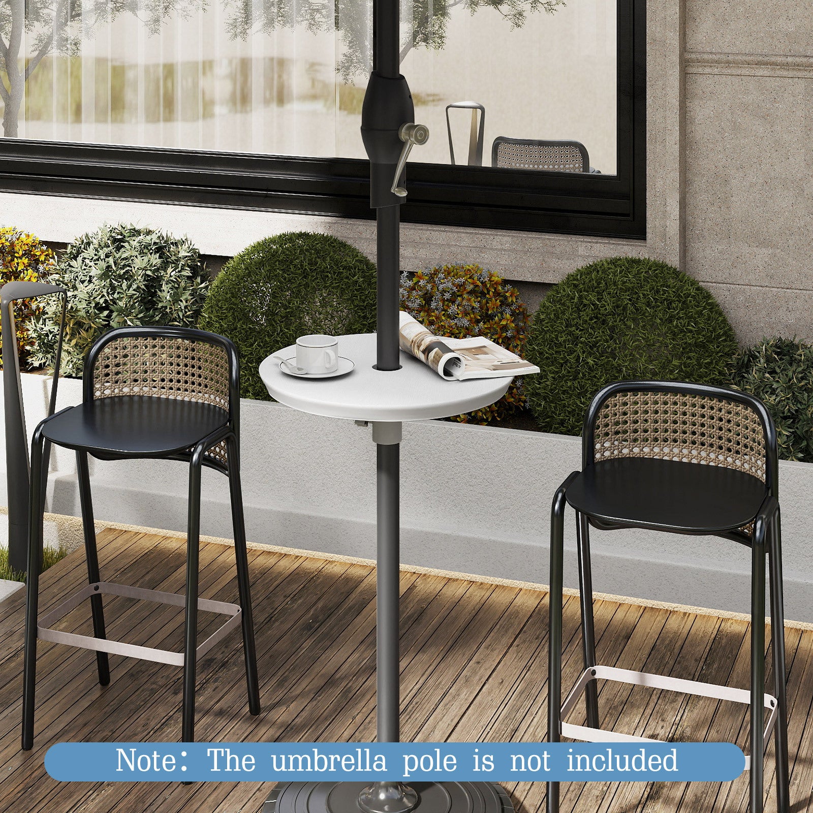 50 CM Outdoor Adjustable Umbrella Table for 38 mm Patio Umbrella Pole-White