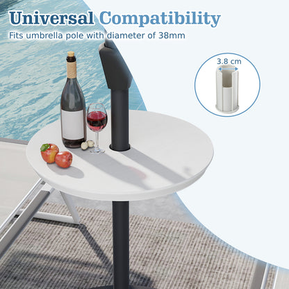 50 CM Outdoor Adjustable Umbrella Table for 38 mm Patio Umbrella Pole-White