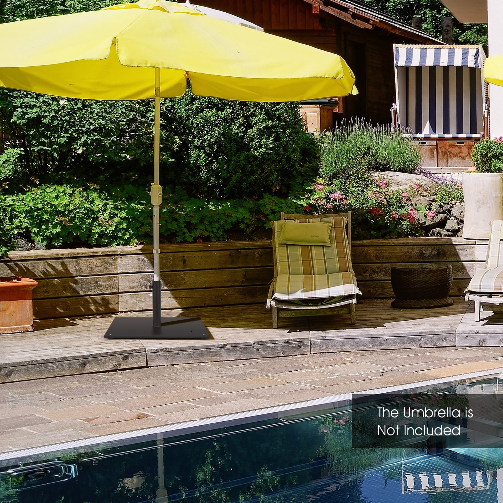 50 CM Patio Umbrella Base with 4 Adjustable Footpads for Patio Poolside-Black