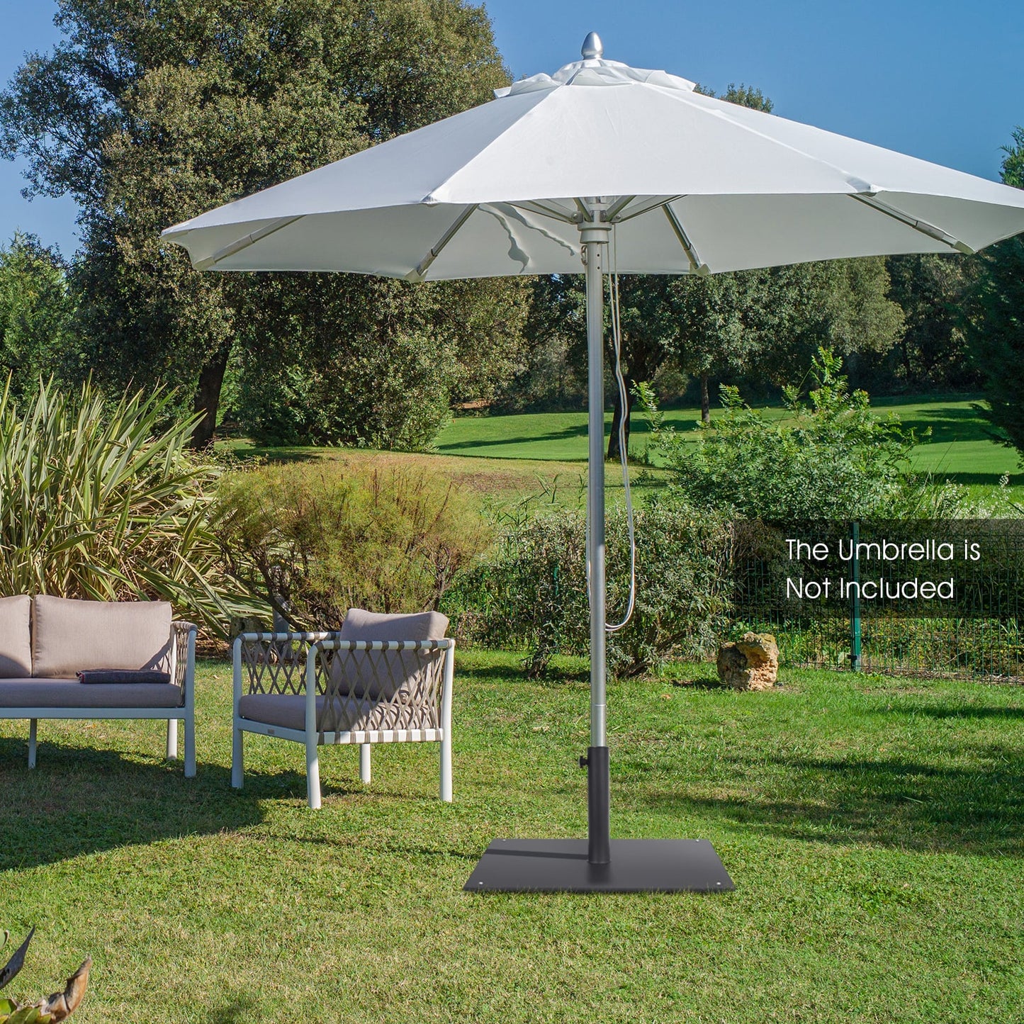 50 CM Patio Umbrella Base with 4 Adjustable Footpads for Patio Poolside-Black