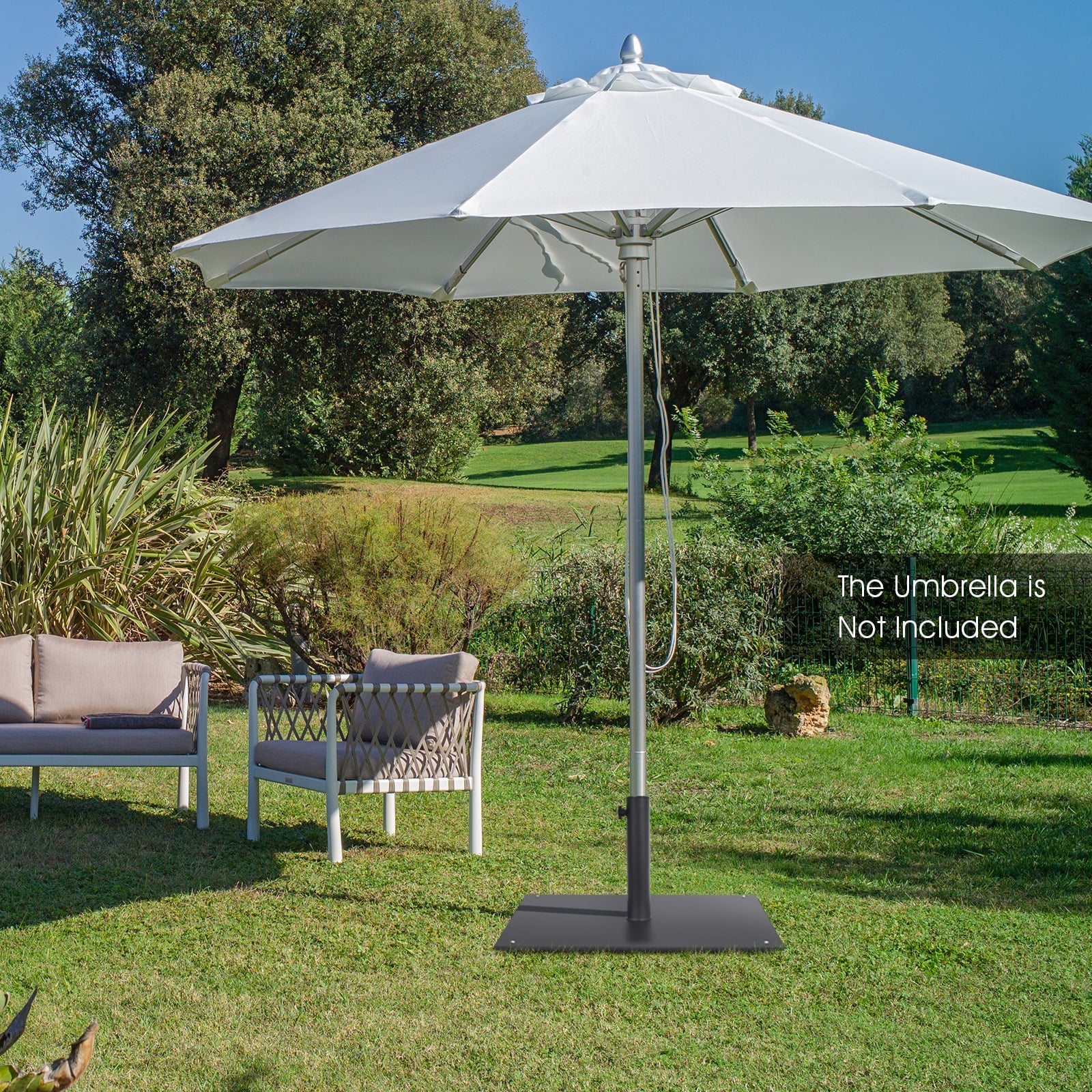 50 CM Patio Umbrella Base with 4 Adjustable Footpads for Patio Poolside-Black