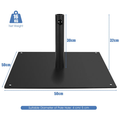 50 CM Patio Umbrella Base with 4 Adjustable Footpads for Patio Poolside-Black