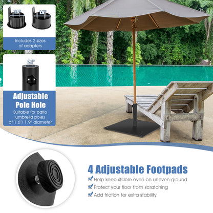 50 CM Patio Umbrella Base with 4 Adjustable Footpads for Patio Poolside-Black