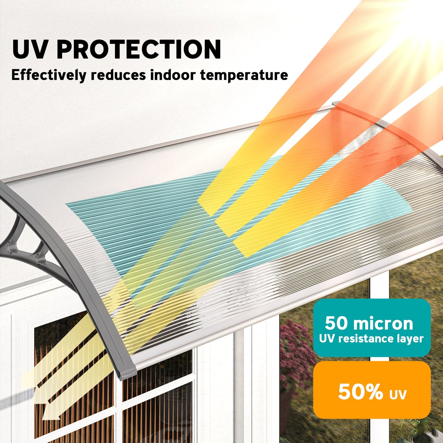Outsunny Front Door Canopy, Outdoor Awning, Rain Shelter, 110 x 60cm, Grey