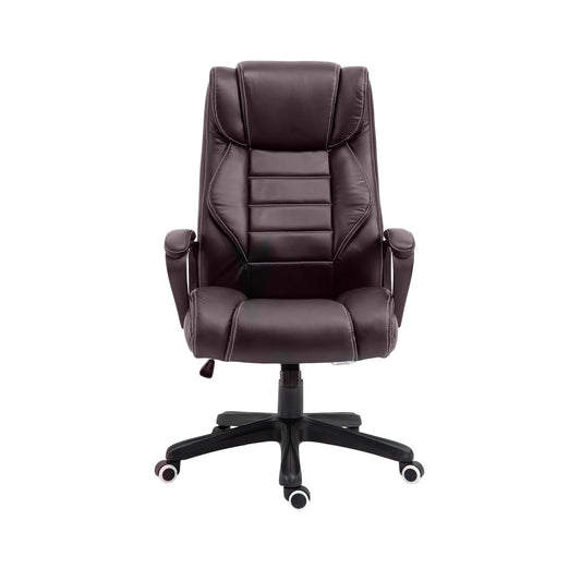 Vinsetto Office Chair with 6-Point Maaage, PU Desk Chair with Padded Seat and Armrest, Computer Chair with Tilt Function for Home, Brown