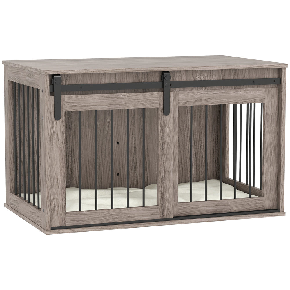 PawHut 98cm Dog Crate Furniture with Removable Cushion for Large Dogs - Brown