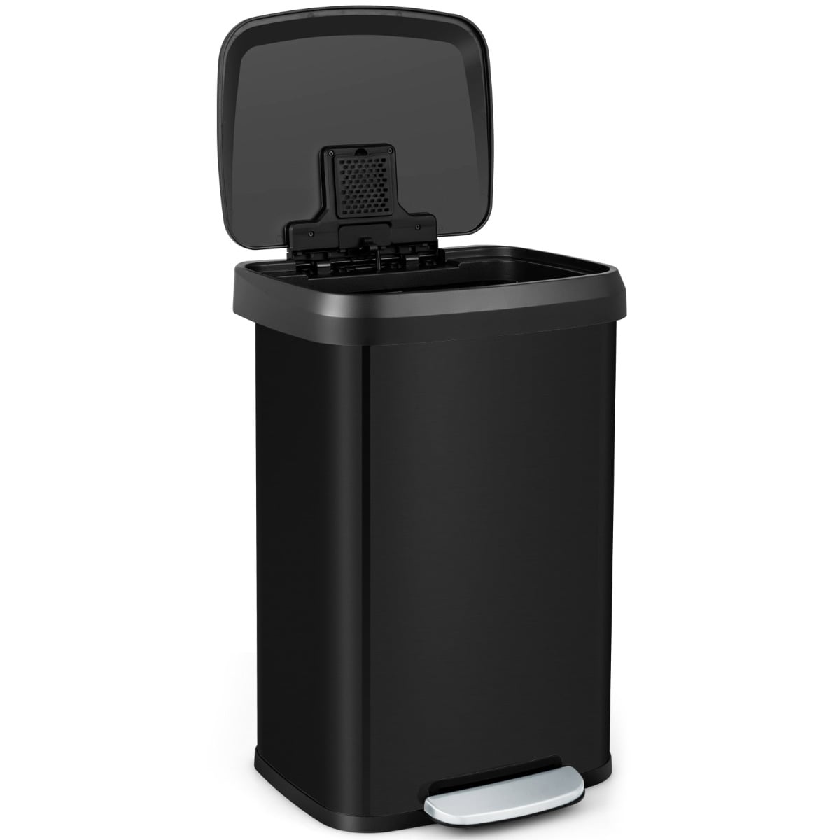 50 L Stainless Steel Step Trash Can with Deodorizer Compartment-Black