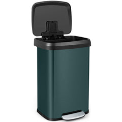 50 L Stainless Steel Step Trash Can with Deodorizer Compartment-Dark Green