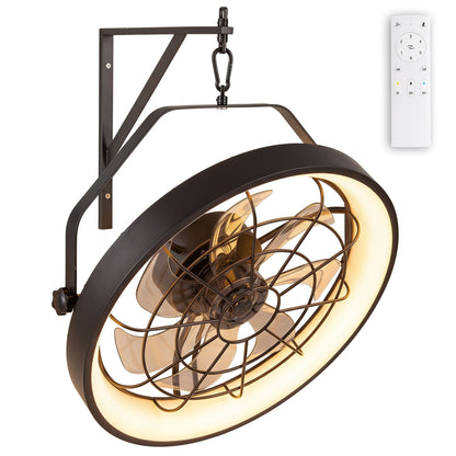 50cm Wall Mounted Fan with 3CCT Dimmable LED Light and Memory Function for Living Room-Black
