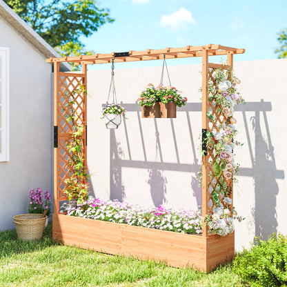 Outsunny Fir Wood 171 x 39 cm Planter and Trellis Garden Bed