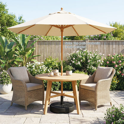 51 CM Round Patio Umbrella Base Fillable Stand with 2 Couplers-Black