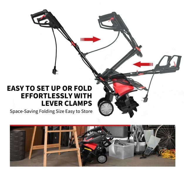 1500W Corded Electric Garden Tiller with 6 Blade Till