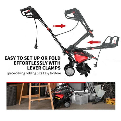 1500W Corded Electric Garden Tiller with 6 Blade Till
