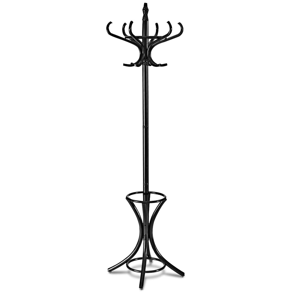 Free-standing Jacket Stand with Umbrella for Living Room-Black