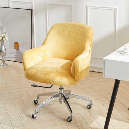 Velvet Upholstered Wheeled Swivel Office Chair