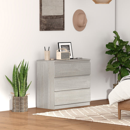 HOMCOM Chest of Three Drawers - Grey Wood Effect