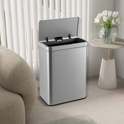 53L Automatic Trash Can with Lid-Silver