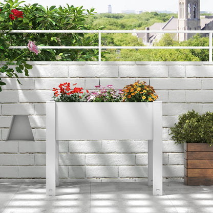 53L Raised Bed Grow Box with Water Level Monitor and Drainage Hole-White