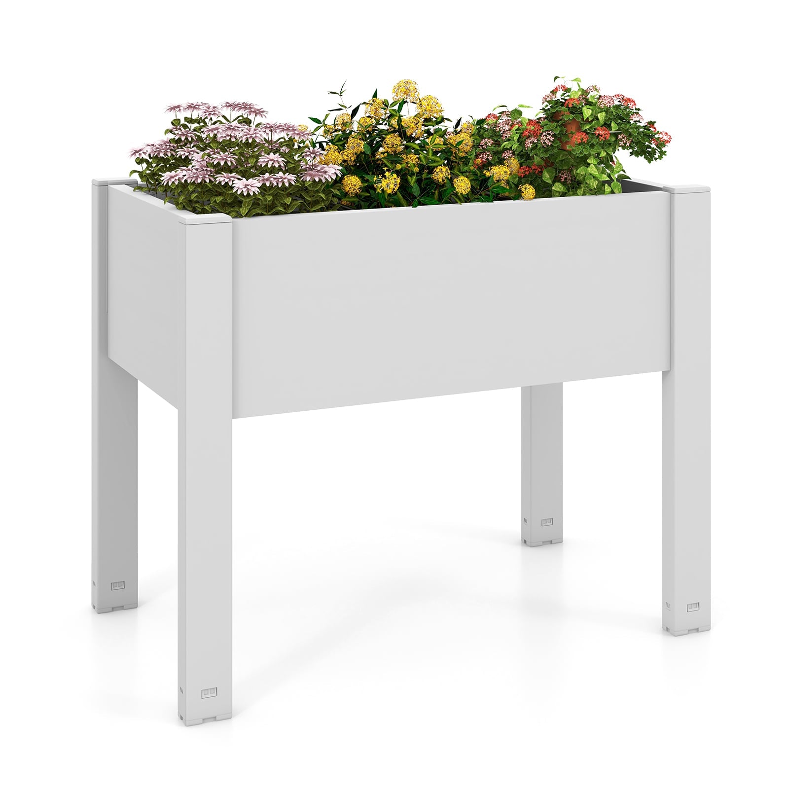 53L Raised Bed Grow Box with Water Level Monitor and Drainage Hole-White