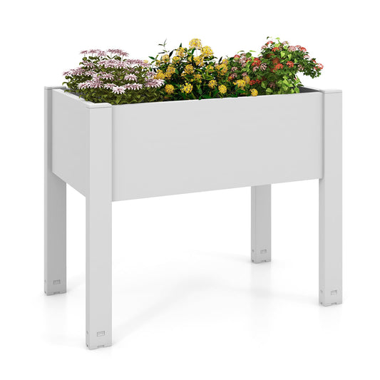 53L Raised Bed Grow Box with Water Level Monitor and Drainage Hole-White