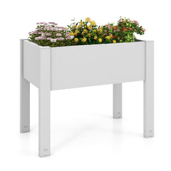 53L Raised Bed Grow Box with Water Level Monitor and Drainage Hole-White