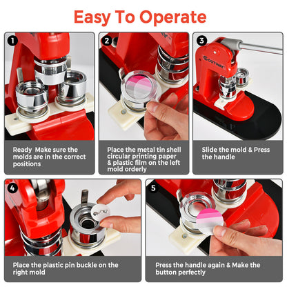 Badge Maker Pin Button Machine 25mm 1000 Cutter Kits