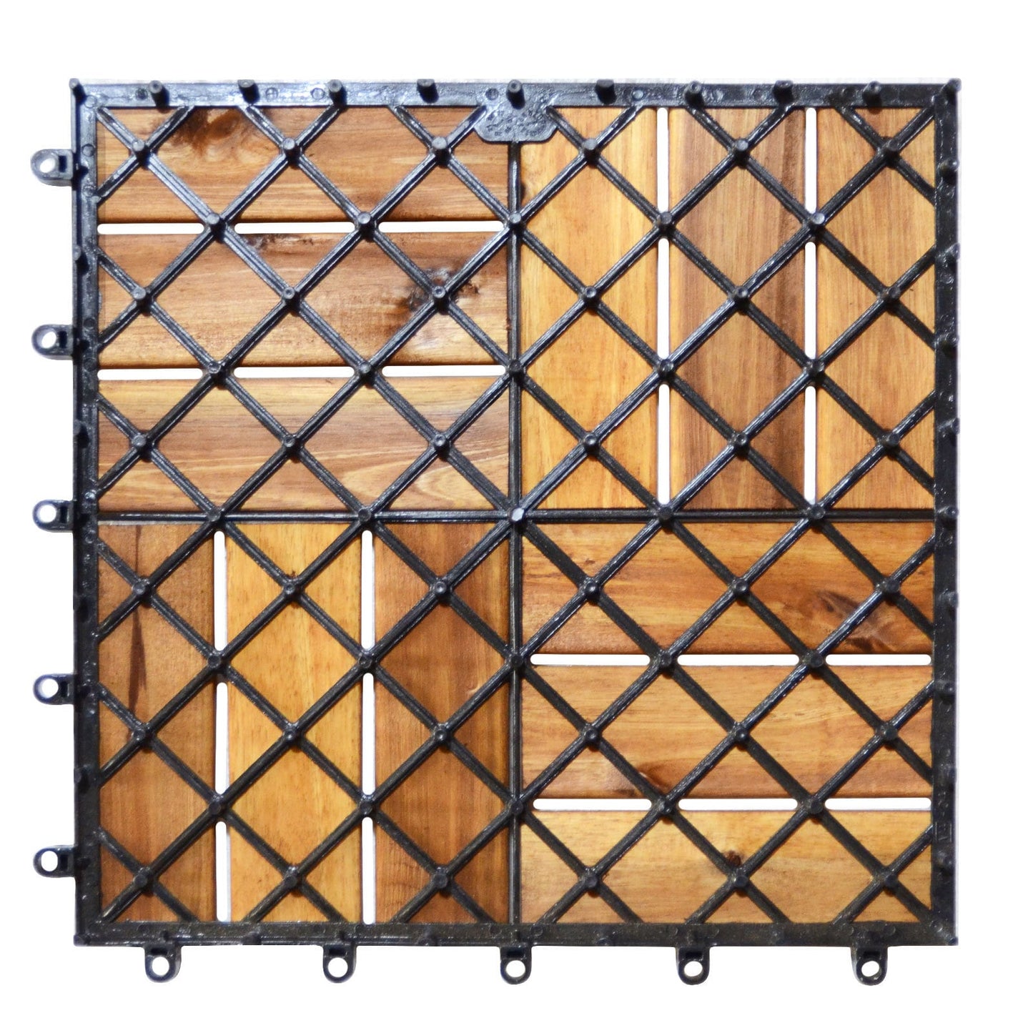 54 Pieces Acacia Wood Interlocking Patio Deck Tile with No-Tool Install