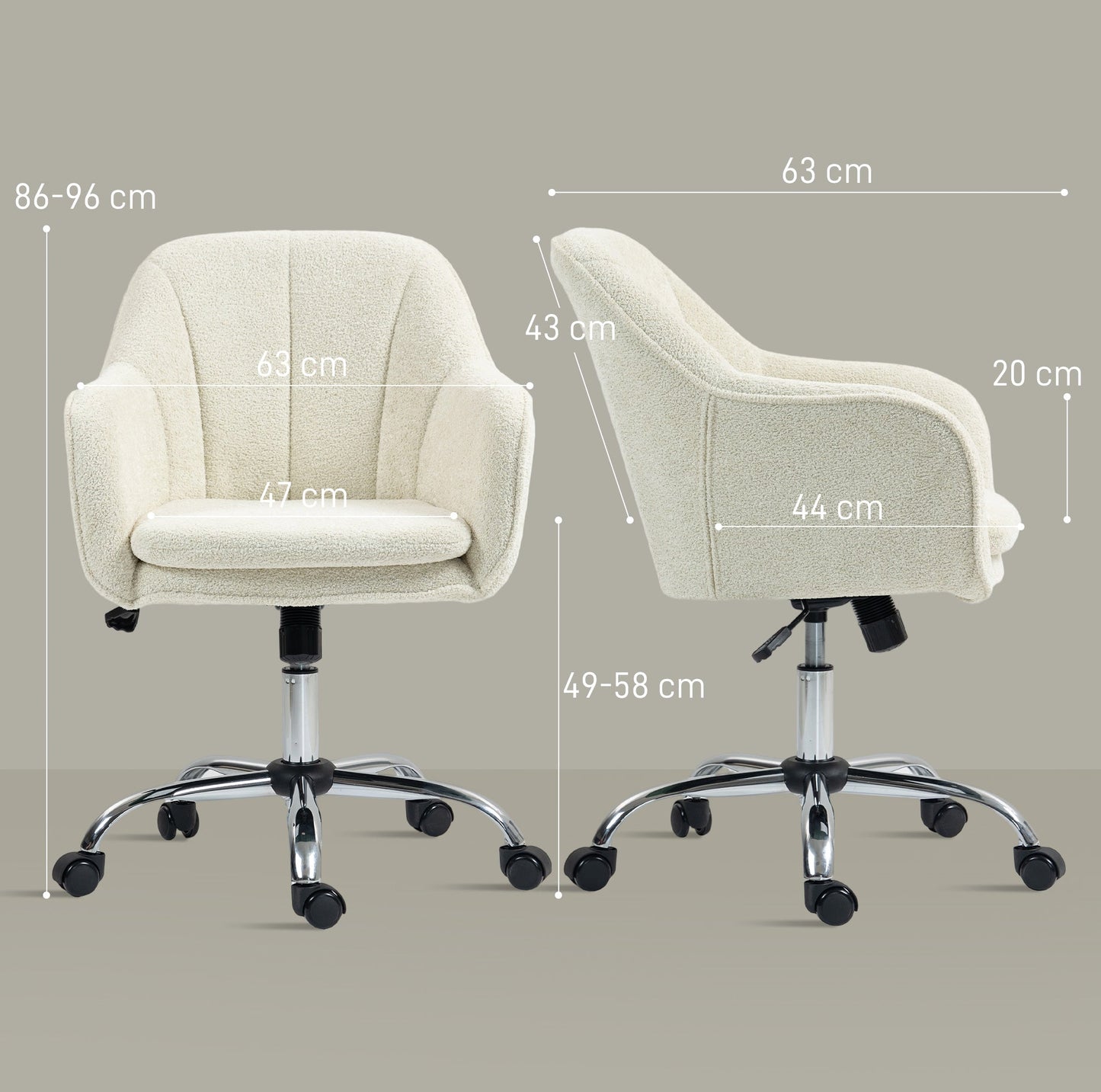 HOMCOM Velvet-Feel Office Chair - Beige