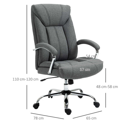 Vinsetto High Back Home Office Chair Computer Desk Chair w/ Arm, Swivel Wheels, Grey